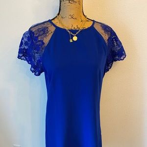 Blue embroidered evening dress